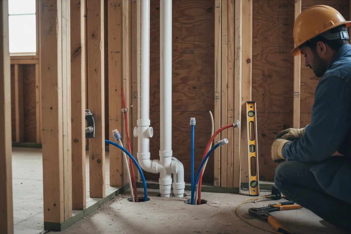 Drain and supply rough-in during Sump Pump Repair in Port Costa